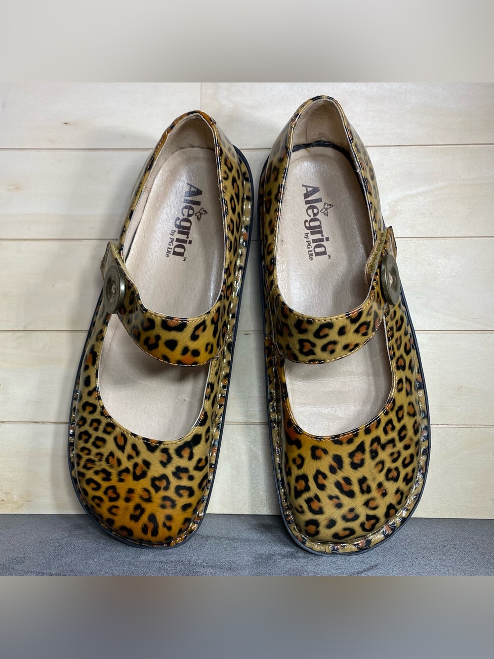 Alegria Paloma Mary Jane Leopard Print Women's Size 10 Shoes EU40 Patent Leather - Picture 8 of 11